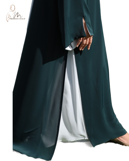 Green and white Abaya