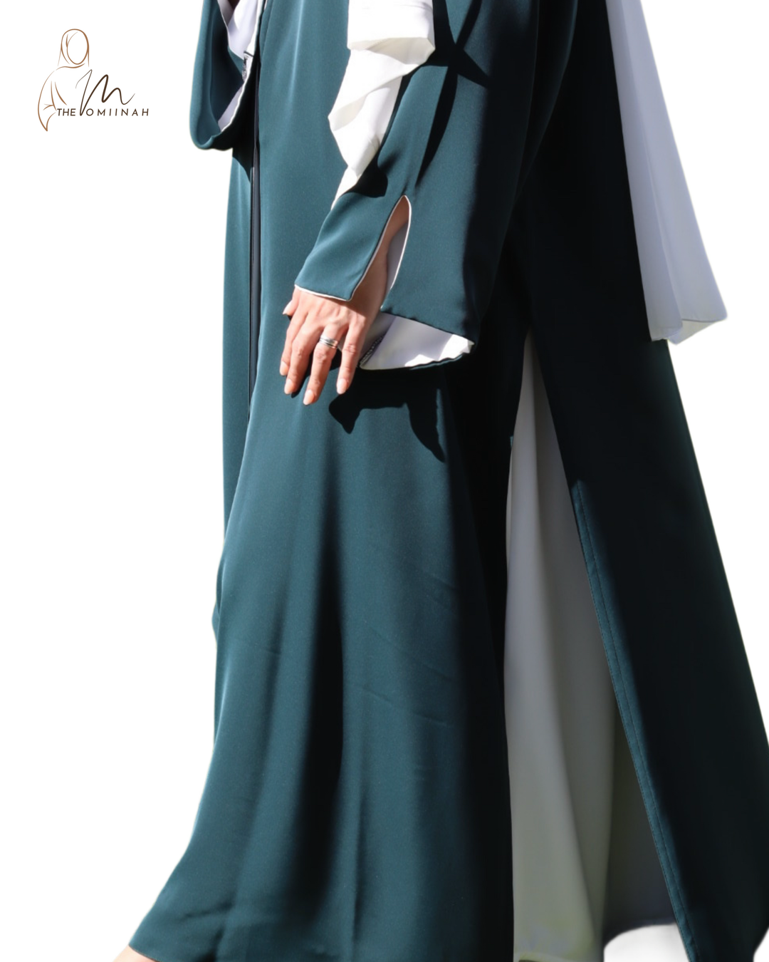 Green and white Abaya