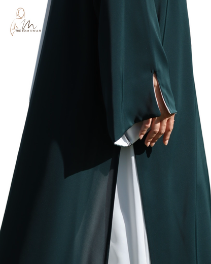 Green and white Abaya